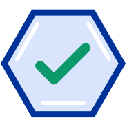 Icon of a hexagon and a tick